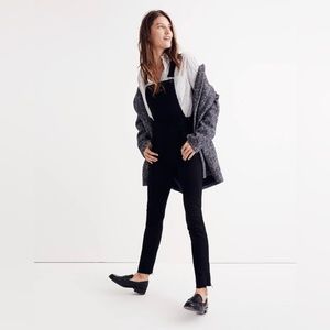 Madewell Raw Hem Lunar Wash Black Skinny Leg Crossback Adjustable Overalls